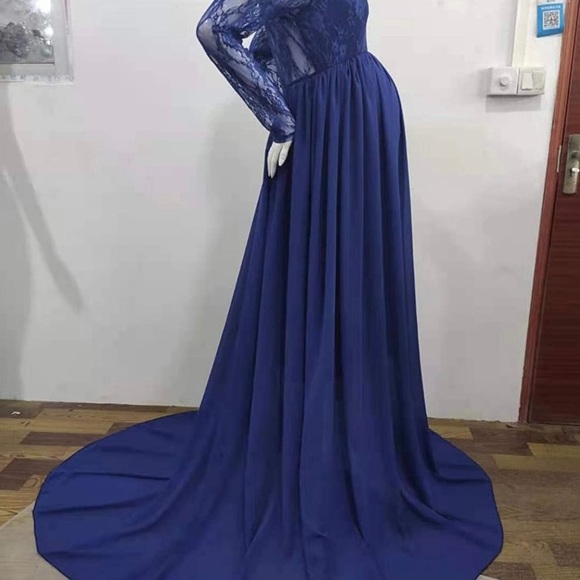 Women's Pregnancy Dress Lace Maternity Gown LongSleeve Maxi for Photoshoot(BNIP) - Picture 5 of 6